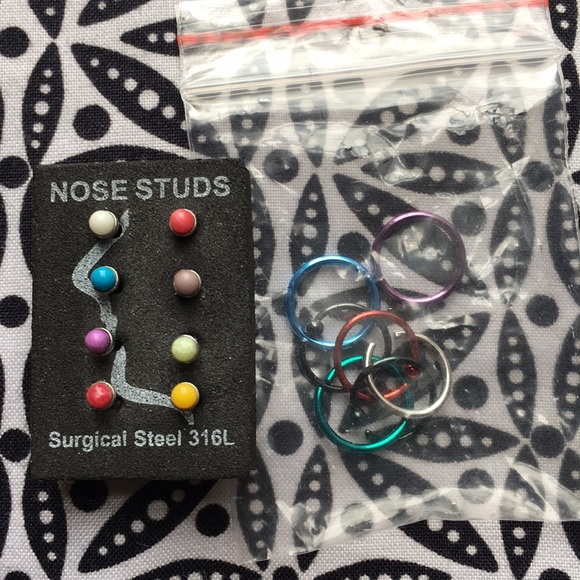 Hot Topic Jewelry - 7 Hoops + 8 Studs (colorful!)